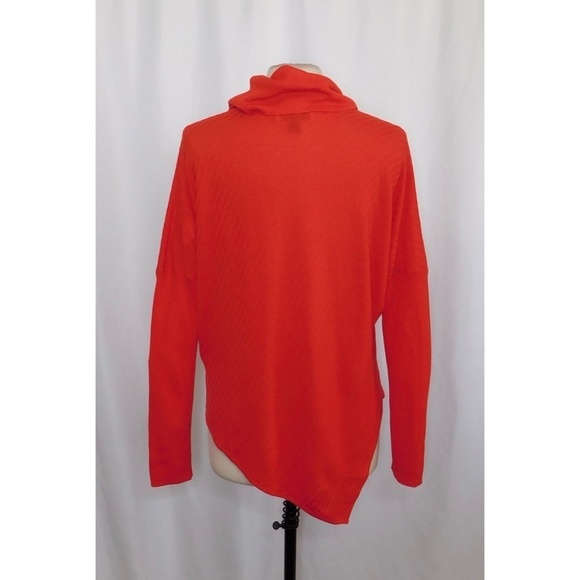 ST. JOHN Red Orange Cowl Neck Wool Asymmetrical Pullover Sweater Knitwear Medium - Picture 7 of 12